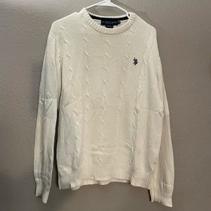 White Polo Cable Knit Jumper/Sweater